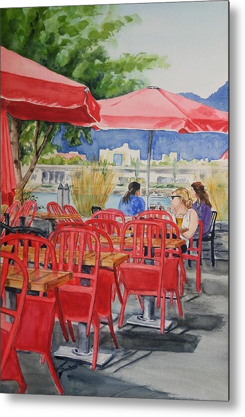 Red Metal Print featuring the painting Red Red Chairs by Sonia Mocnik