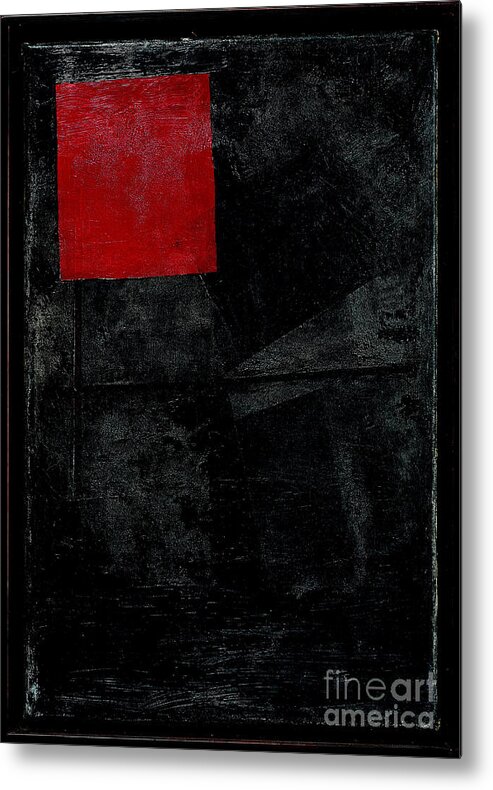 Oil Painting Metal Print featuring the drawing Red Square On A Black Background by Heritage Images