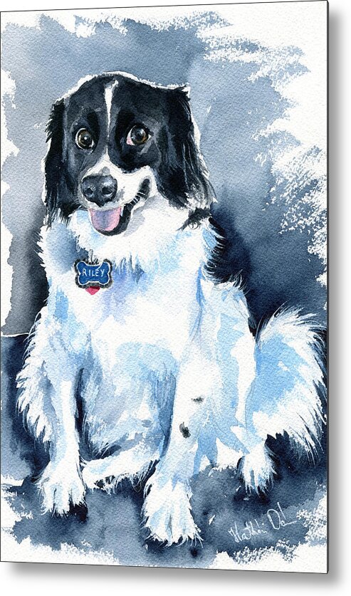 Dog Metal Print featuring the painting Riley by Dora Hathazi Mendes