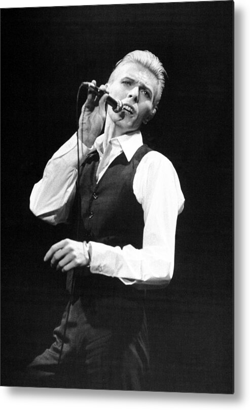 David Bowie Metal Print featuring the photograph Rock Singer David Bowie In Concert At by New York Daily News Archive