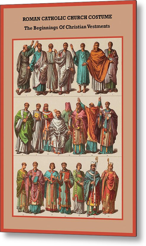 Europe Metal Print featuring the painting Roman Catholic Church Costume by Friedrich Hottenroth