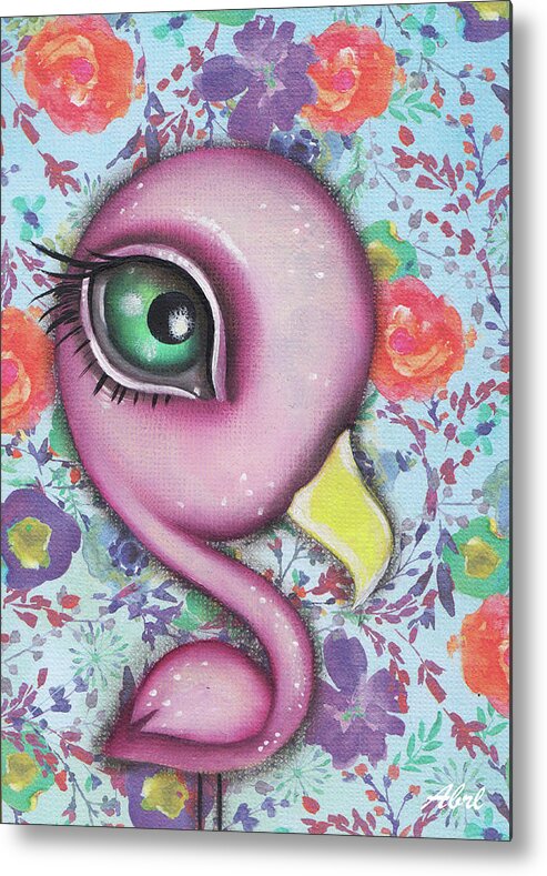 Flamingo Metal Print featuring the painting Rosita Flamingo by Abril Andrade