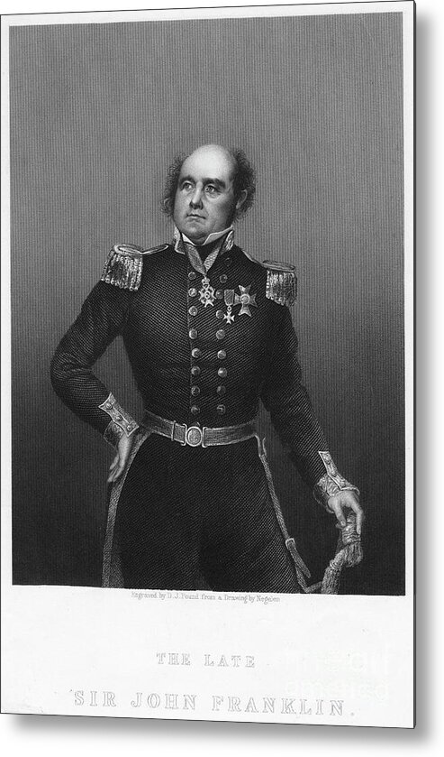 Engraving Metal Print featuring the drawing Sir John Franklin, C1860s.artist Dj by Print Collector