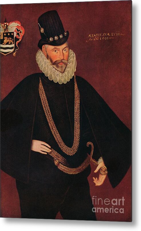 Oil Painting Metal Print featuring the drawing Sir John Hawkins, 1591 by Print Collector