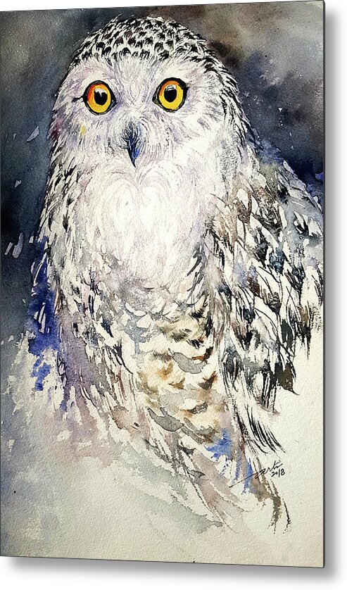 Owl Metal Print featuring the painting Snowy Owl by Arti Chauhan