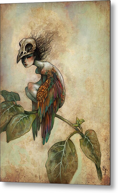 Bird Metal Print featuring the painting Soul of a Bird by Caroline Jamhour