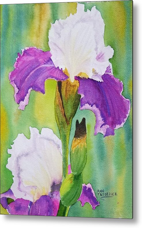 Iris Metal Print featuring the painting Spring Iris by Ann Frederick