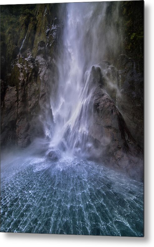 Stirling Falls Metal Print featuring the photograph Stirling Falls Along Milford Sound by Hua Zhu