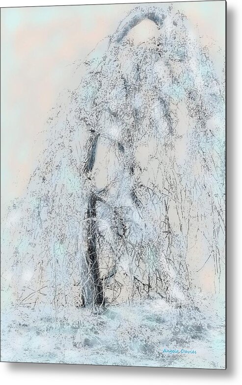 Weeping Cherry Metal Print featuring the digital art Take A Bow To Winter by Angela Davies