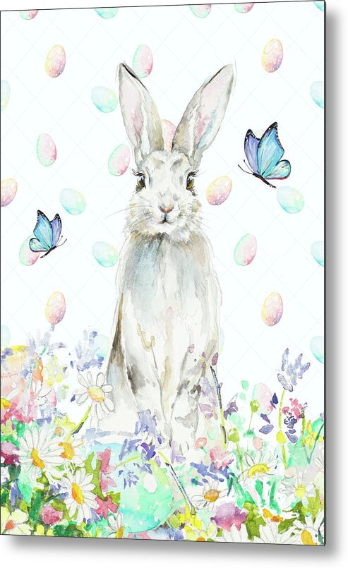 Tall Metal Print featuring the mixed media Tall Easter Bunny by Patricia Pinto