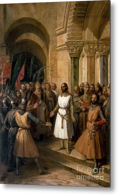 Oil Painting Metal Print featuring the drawing The Election Of Godfrey Of Bouillon by Heritage Images