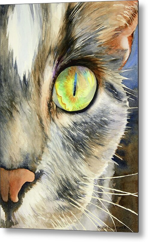 Cat Metal Print featuring the painting The Eye of the Kitty by Brenda Beck Fisher