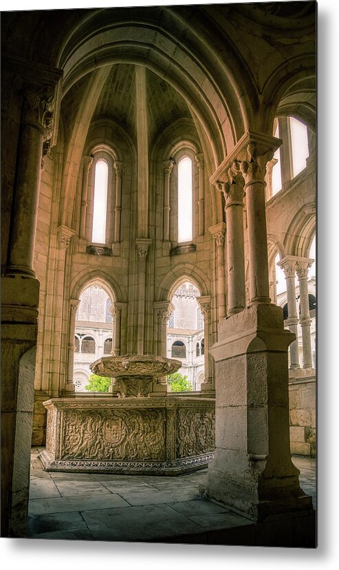 Renaissance Metal Print featuring the photograph The fountain in the cloister of silence by Micah Offman