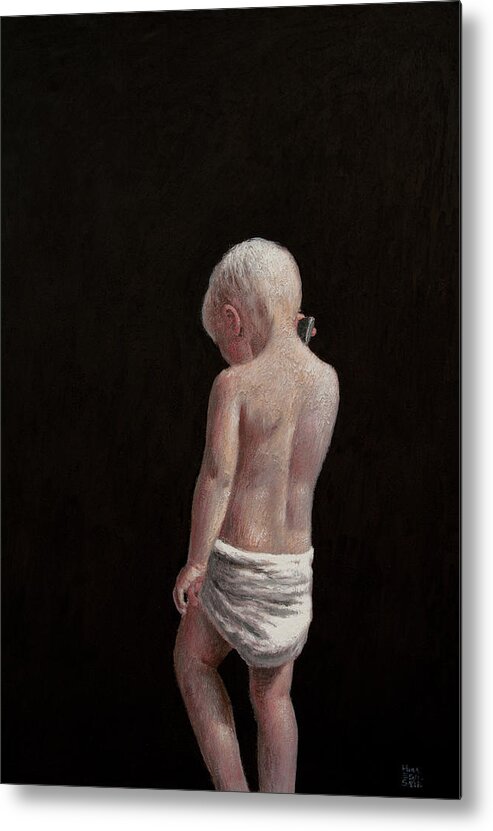 Hans Saele Metal Print featuring the painting The Mobile Kid by Hans Egil Saele