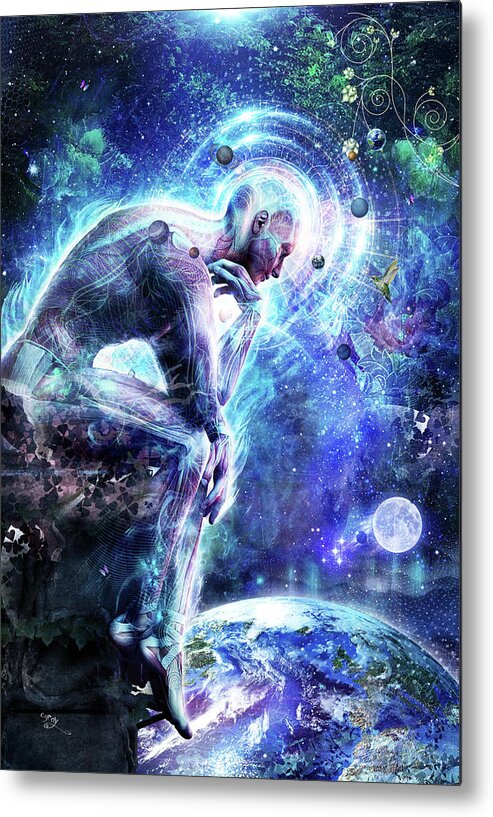Blue Metal Print featuring the digital art The Mystery of Ourselves by Cameron Gray
