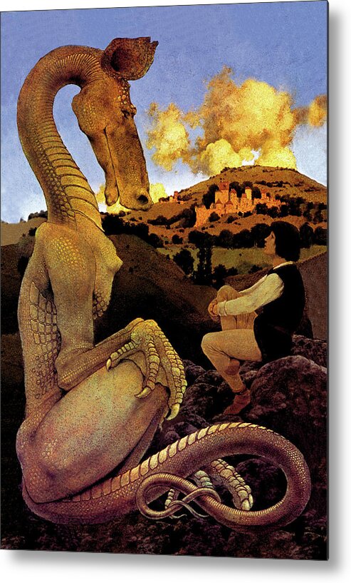 Dragon Metal Print featuring the painting The Reluctant Dragon by Maxfield Parrish
