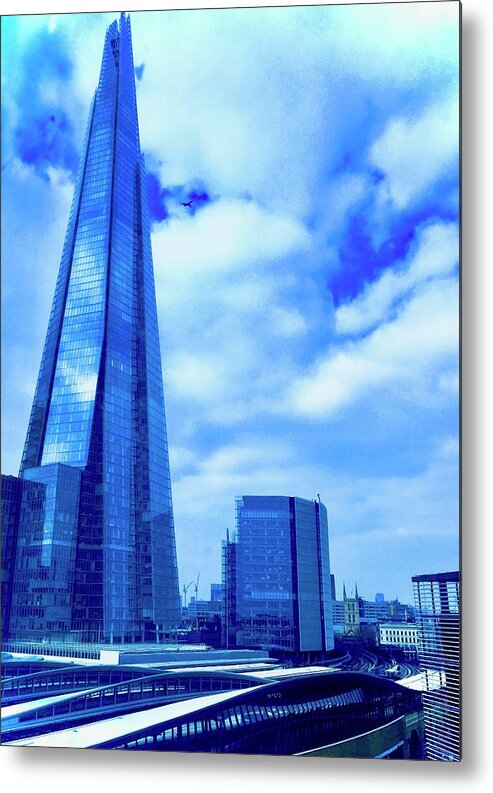 The Shard Metal Print featuring the photograph The Shard in Blue by Debra Grace Addison