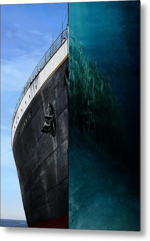 History Metal Print featuring the digital art Titanic Double by Andrea Gatti