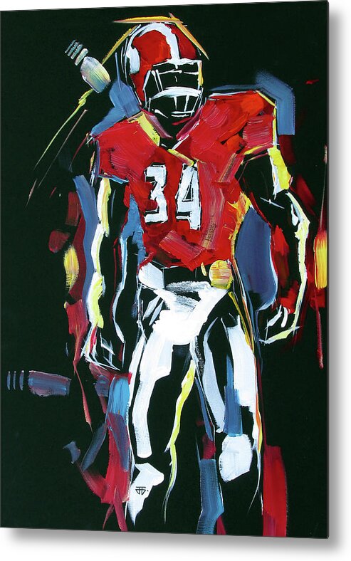 Uga Football Metal Print featuring the painting UGA number 34 by John Gholson