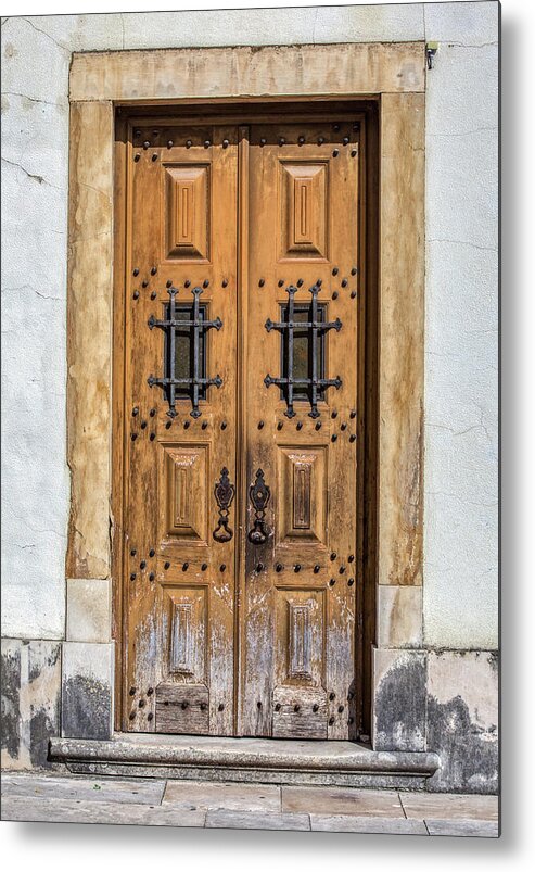 Door Metal Print featuring the photograph Weathered Brown Door of Portugal by David Letts