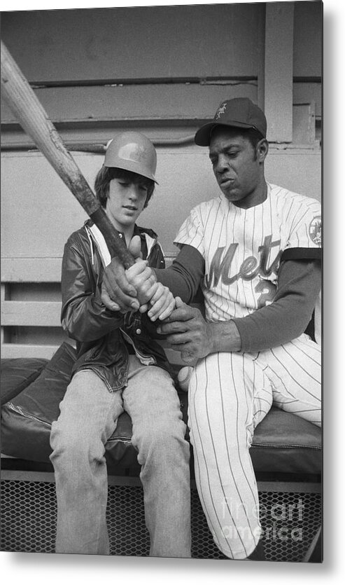 Advice Metal Print featuring the photograph Willie Mays Sitting With Young John by Bettmann