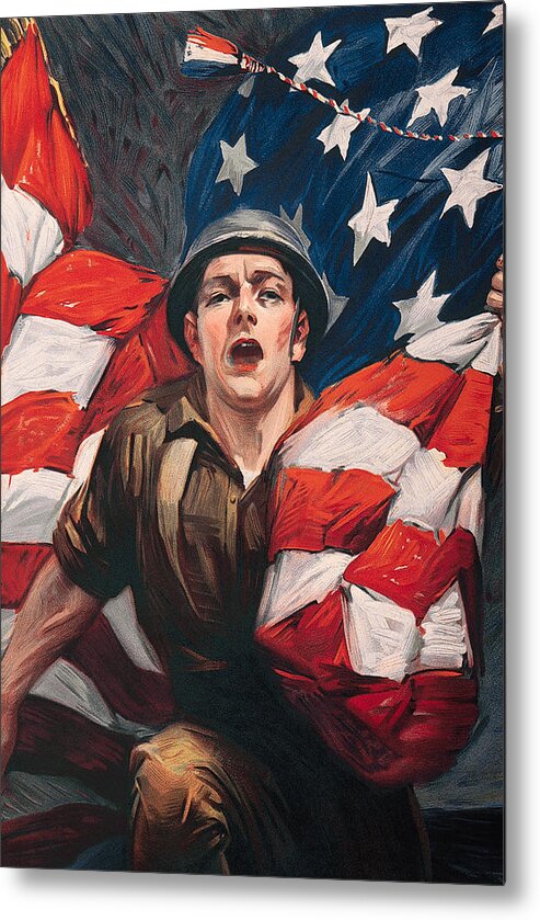 War Metal Print featuring the photograph World War One Poster Of Soldier And Us by Comstock