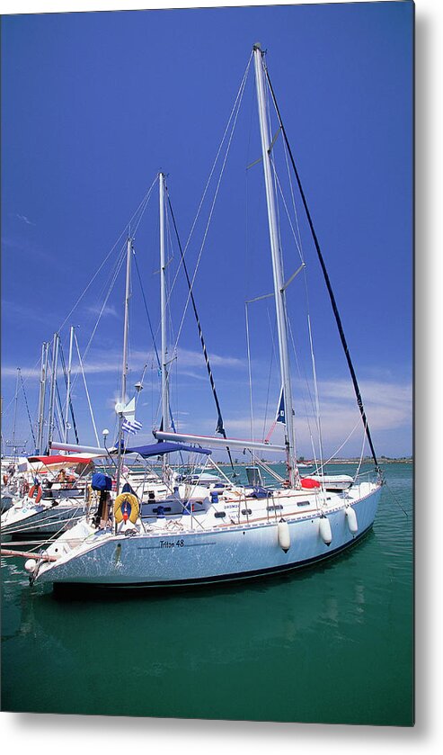 Greece Metal Print featuring the photograph Yacht Harbor, Peloponnesos, Greece by Walter Bibikow
