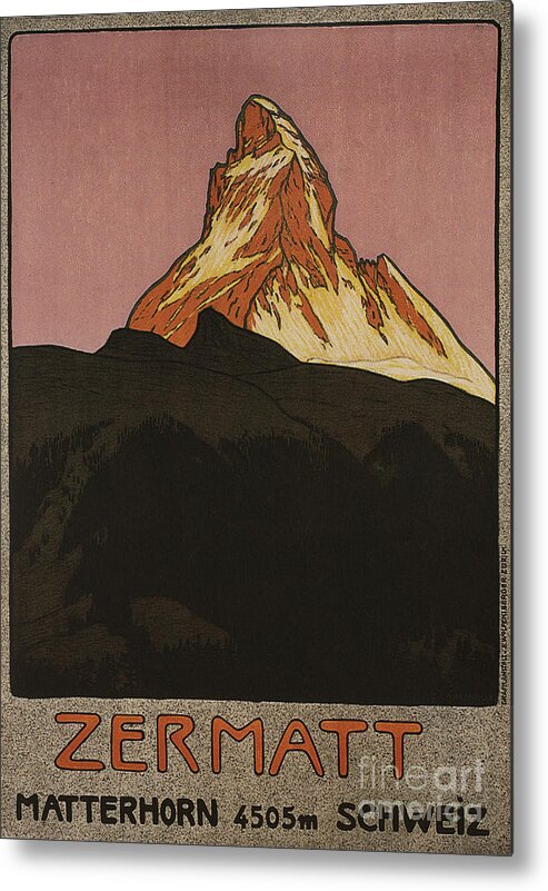 European Alps Metal Print featuring the drawing Zermatt, 1908. From A Private by Heritage Images