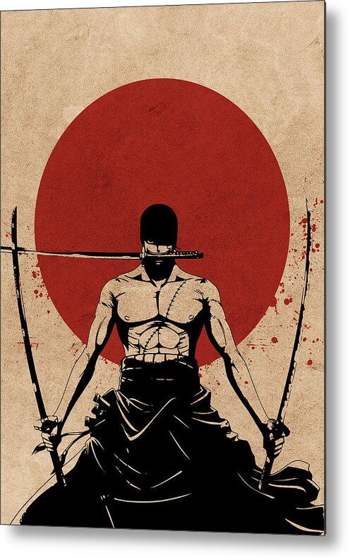 Zoro Metal Print featuring the drawing Zoro One Piece Anime by Ihab Design