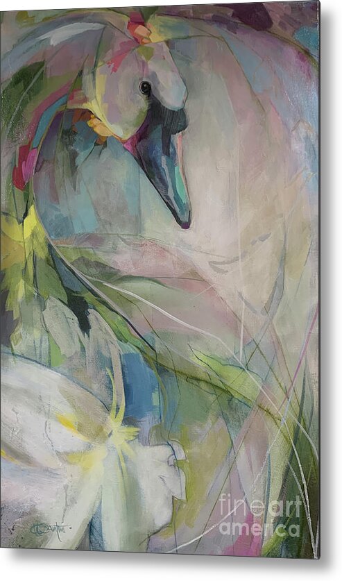 Swan Metal Print featuring the painting Corsage #1 by Kimberly Santini