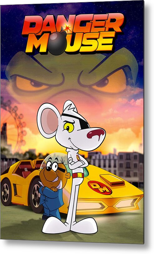 Danger Mouse Metal Print featuring the drawing Danger mouse #1 by Hanna Barbera