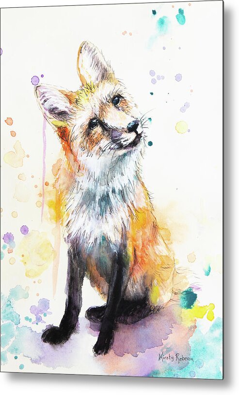 Fox Metal Print featuring the painting MIschievous by Kirsty Rebecca