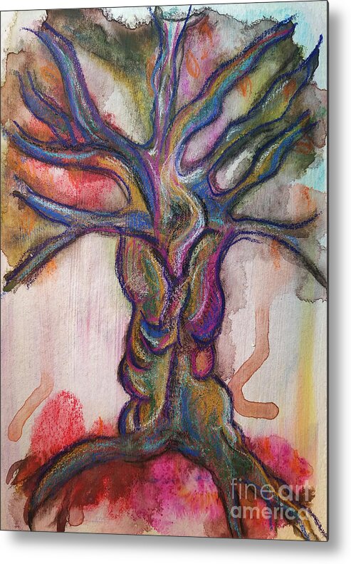 Tree Metal Print featuring the mixed media Mighty Tree #1 by Mimulux Patricia No