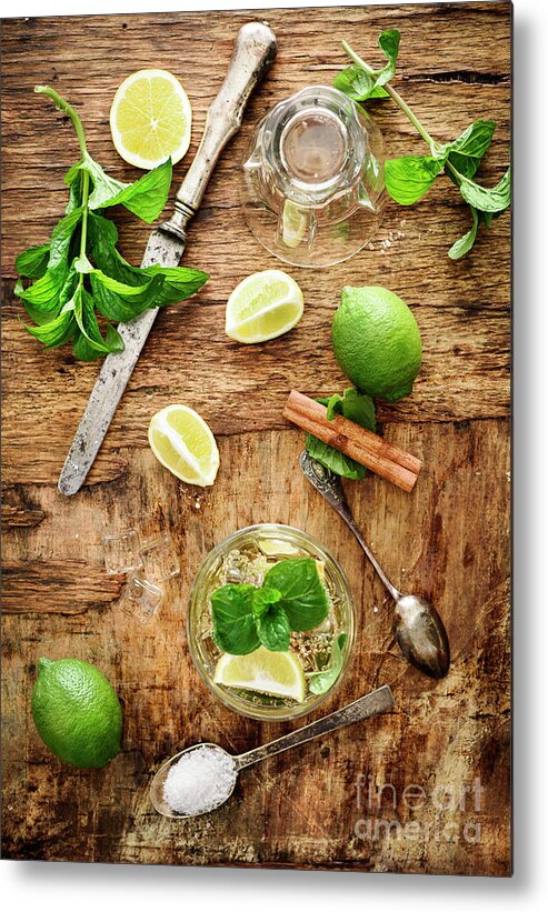 Mojito Metal Print featuring the photograph Mojito ingredients from above by Jelena Jovanovic
