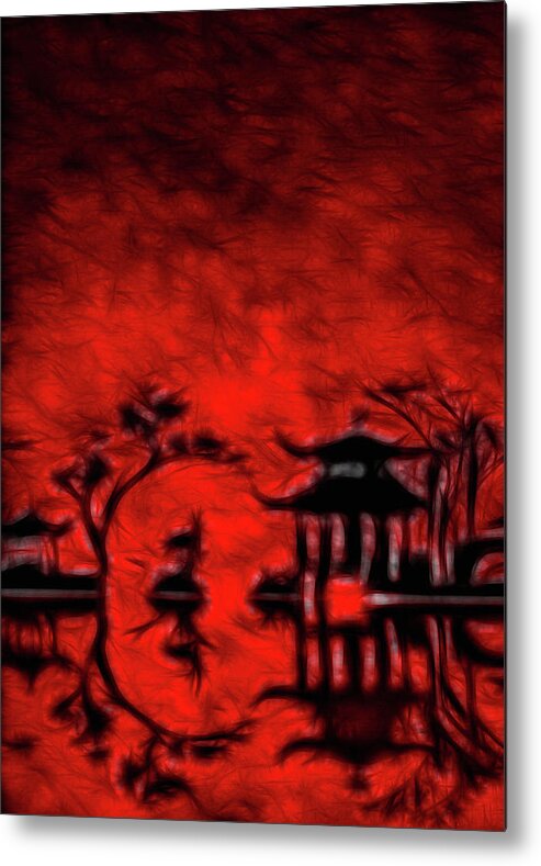 Painting Metal Print featuring the digital art Oriental Landscape #1 by Bruce Rolff