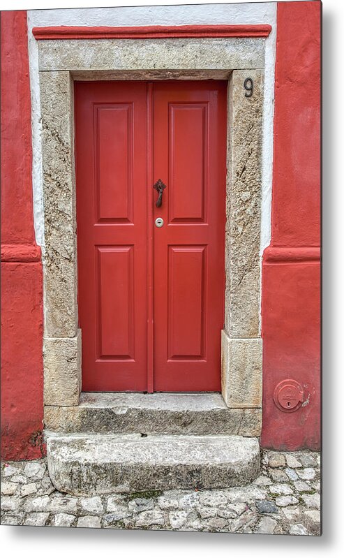 Obidos Metal Print featuring the photograph Red Door Nine of Obidos by David Letts
