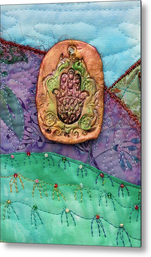 Shrine To Land And Sky Metal Print featuring the mixed media Shrine to Land and Sky D by Vivian Aumond