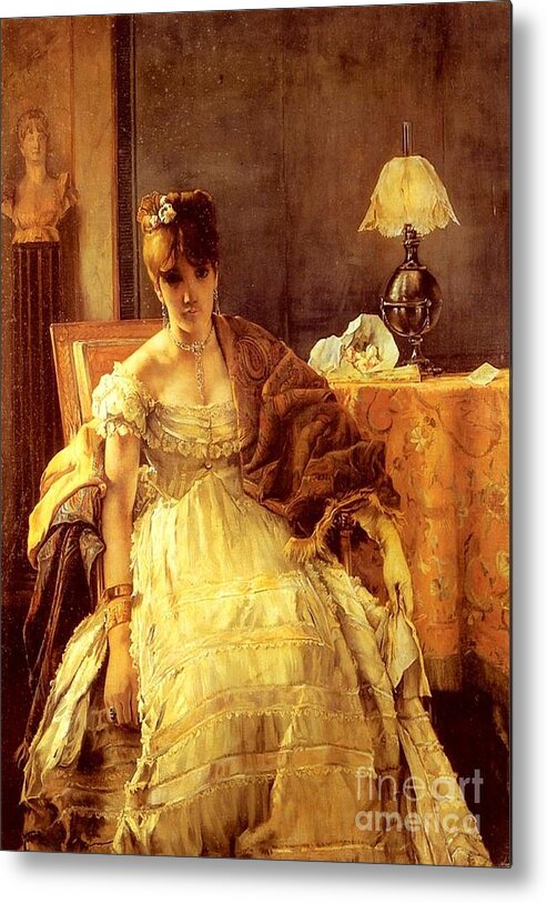 Alfred Stevens Metal Print featuring the painting Lovelorn #2 by Alfred Stevens