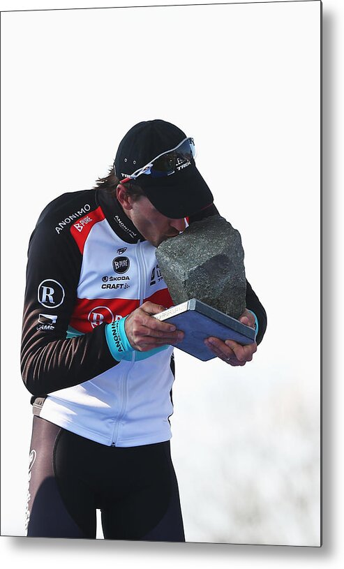 Following Metal Print featuring the photograph 2013 Paris - Roubaix Cycle Race by Bryn Lennon