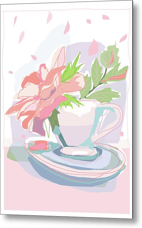 Fun Style Metal Print featuring the drawing 0060-Rose by Anke Classen
