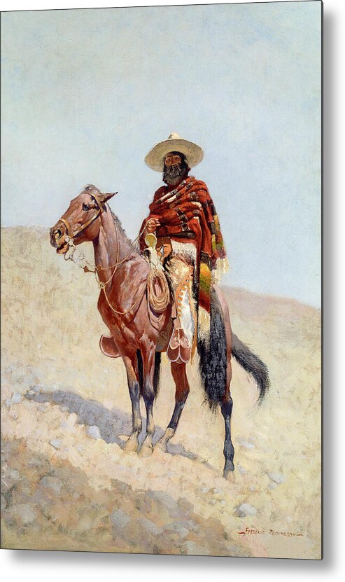 Frederic Remington Metal Print featuring the painting A Mexican Vaquero #7 by Frederic Remington