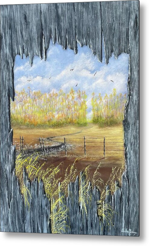 Landscape Metal Print featuring the painting A Look Through Time by Sheila Banga