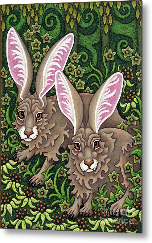 Hare Metal Print featuring the painting A Lush Green Understory by Amy E Fraser