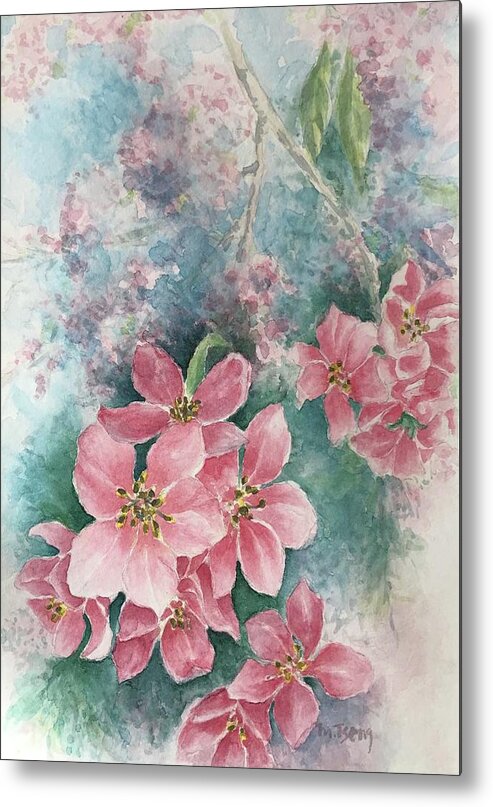 Blossoms Metal Print featuring the painting A new beginning by Milly Tseng