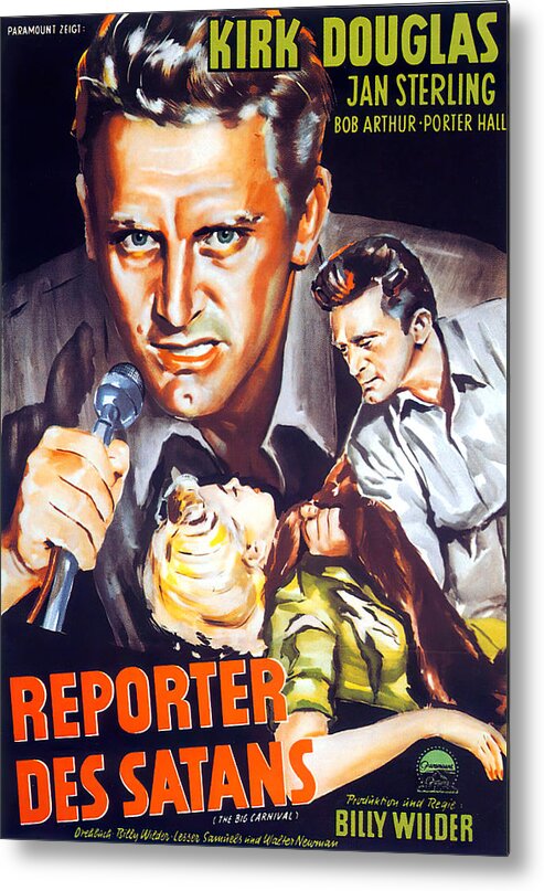 Ace Metal Print featuring the mixed media ''Ace in the Hole'', with Kirk Douglas, 1951 by Movie World Posters