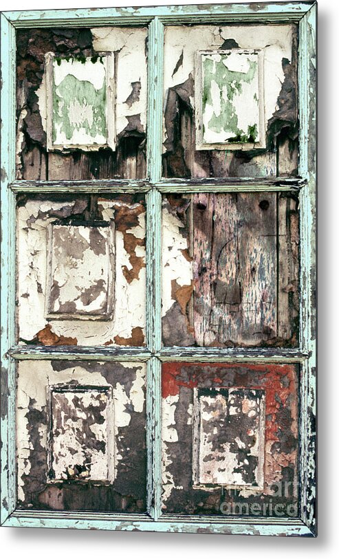 Buildings Metal Print featuring the photograph aged buildings - Multipaned Door by Sharon Hudson