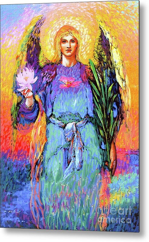 Spiritual Metal Print featuring the painting Angel Love by Jane Small