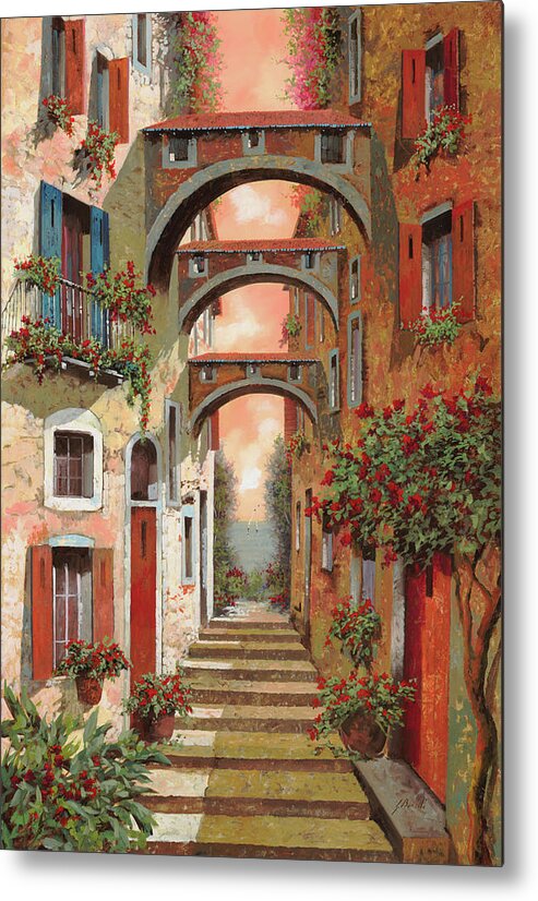 Arches Metal Print featuring the painting Archetti In Rosso by Guido Borelli