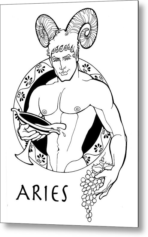 Zodiac Metal Print featuring the drawing Aries by Steven Stines