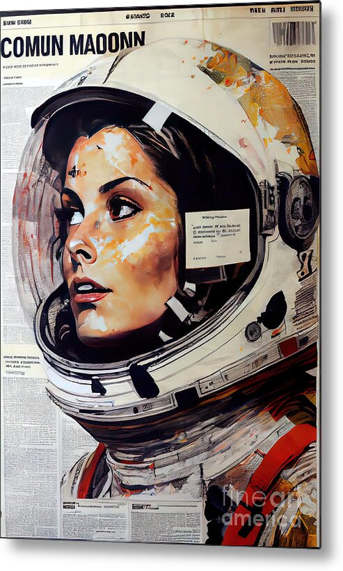 Astronaut Metal Print featuring the painting Astronaut Leader Women by N Akkash